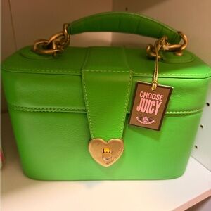 Juicy Couture Neon Green Mini Vanity Bag with Gold Hardware